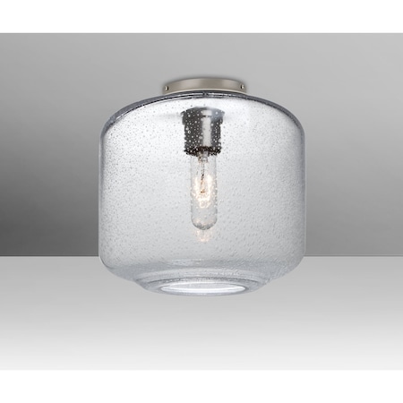 Besa Lighting Niles 10 Ceiling, Clear Bubble, Satin Nickel, 1x60W Incandescent NILES10CLC-SN